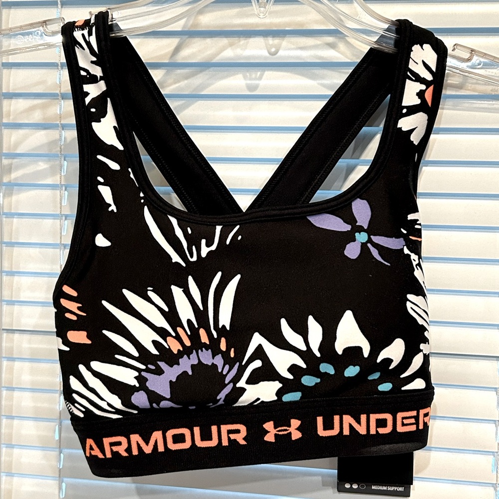 Under Armour compression crossback Mid  Print Bra XS black Multi